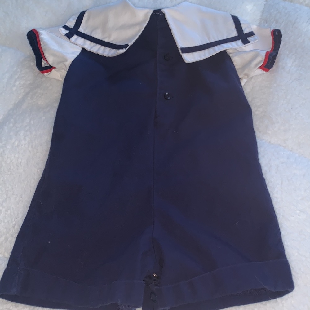 Bryan Vintage Sailor Suit Romper EUC Blue & White Nautical EUC 12M - Picture 10 of 12